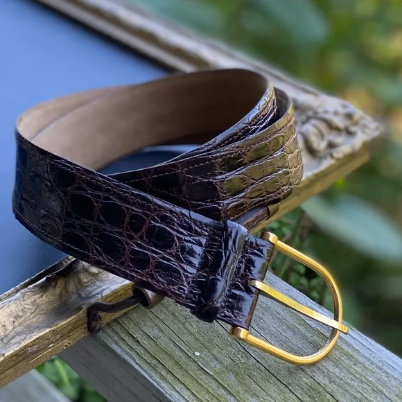 Dunhill belt Brown Gold Leather Gold Hardware Mens Authentic Used Auth dunhill Mens Leather Belt Black Brown Italy 18685417 | eBay main image 2